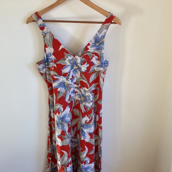 Chaps Denim Hawaiian Print Maxi Dress - Picture 3 of 13